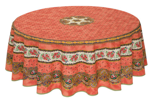 Round Tablecloth coated or cotton Marat d'Avignon Tradition rust - Click Image to Close
